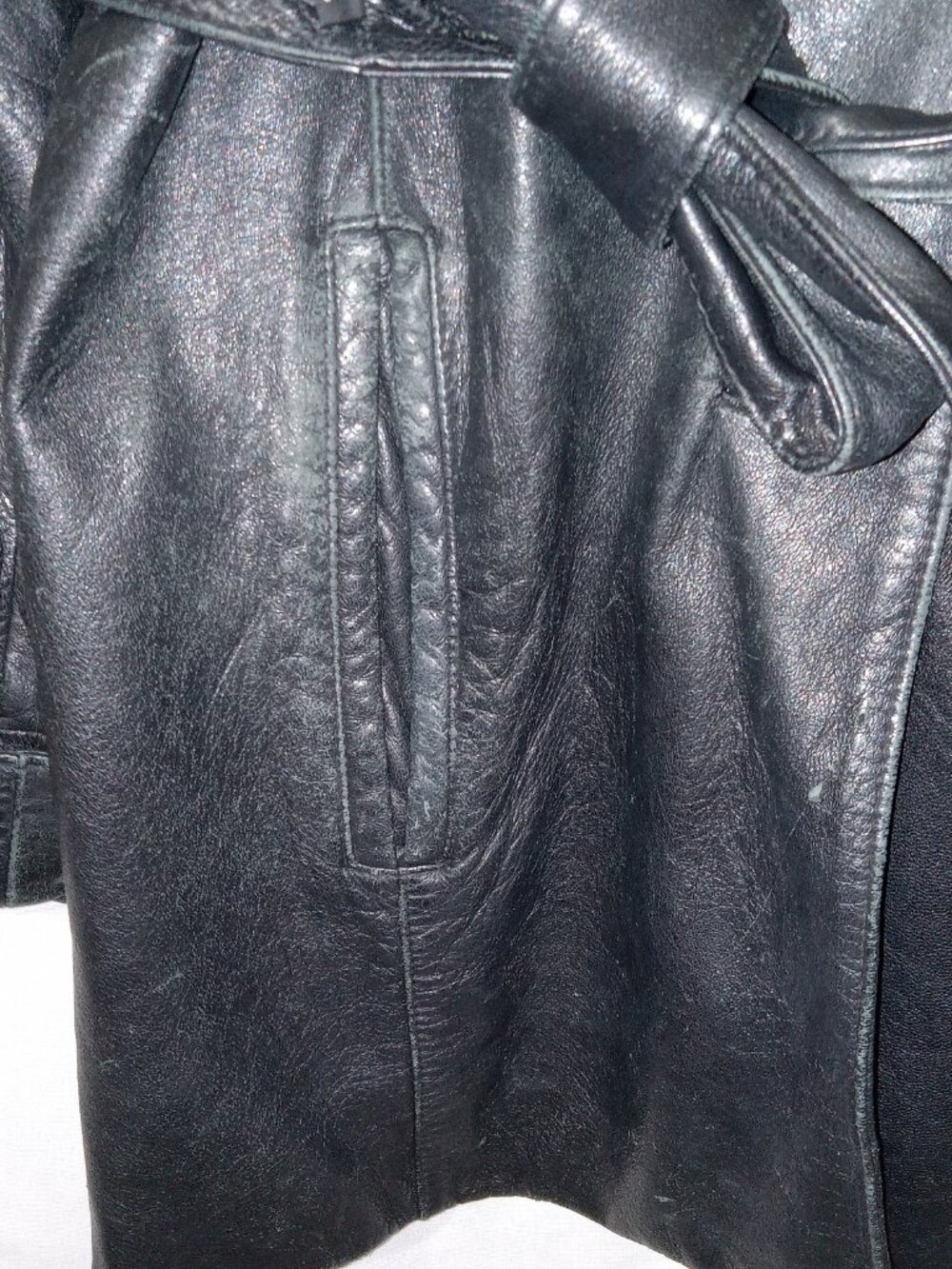 Wilsons Leather Womens L Black Leather Belted Jacket Thinsulate Liner Vintage - Picture 3 of 16